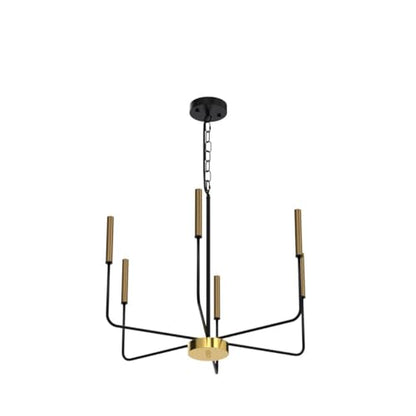 Modern Farmhouse Chandelier for Dining Room, 6 Lights Chandelier Light Fixture Adjustable Height, Black and Gold Hanging Candle Pendant Lighting for Kitchen Island Living Room Bedroom Foyer - color: 6 Light-Black Gold