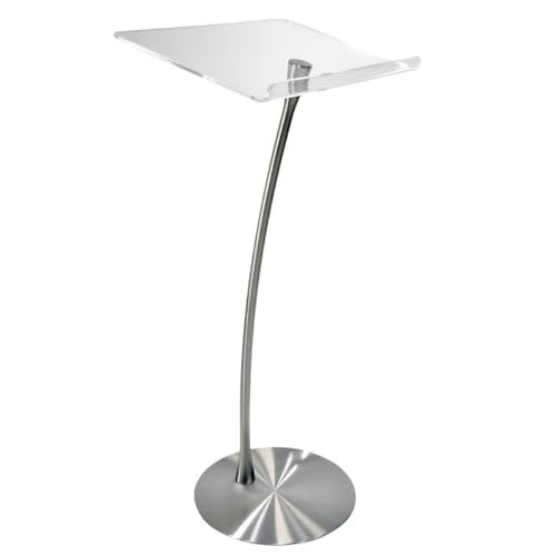 Arc 1 Stainless Steel and Acrylic Podium, Pulpit or Lectern with Side Table - Kingdom by Procson - size: Design 15