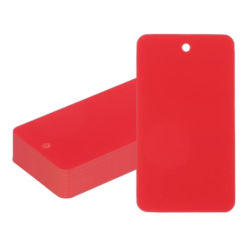 PATIKIL Plastic Shipping Tags with Wire, 50 Pcs 3-9/16" x 2" Waterproof Blank Labels Hang Tag with String for Outdoor Luggage Product Identification Price Marking, Red - color: Red, size: 3-9/16" x 2"