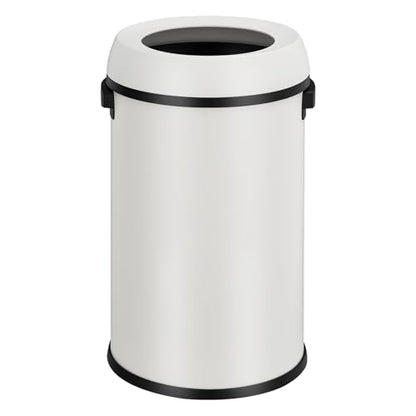 GarveeHome 17 gal/65 L Open Top Trash Can, Stainless Steel Rubbish Bin, Commercial Grade Waste Container, Round Garbage Can for Outdoor, Home Office, Restaurant, White - color: White, Open Top
