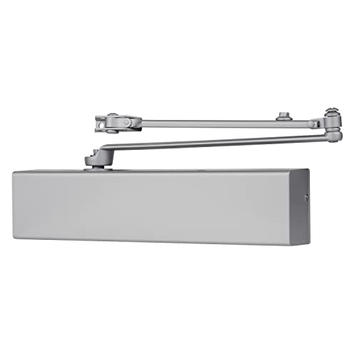 BRINKS Commercial - Heavy Duty All-in-One Commercial Door Closer, Aluminum Finish - Adjustable from Size 1 to Size 5 with a 180-Degree Opening Range