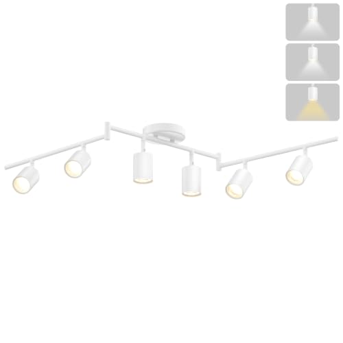 LED 6 Light Track Lighting Kit, 48" White 6 Way Ceiling Spotlights Fixture, 3 CCT Adjustable, with Flexibly Rotatable Light Heads for Kitchen, Living Room, Bedroom, Includes 6 x GU10 Bulb - color: White, size: 6