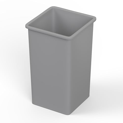 35 Gallon Gray Square Commercial Trash Garbage Can | Outdoor Office Restaurant School Kitchen - color: Gray, size: 35 Gallon, style: Trash Can