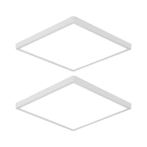 DELIPOP 2 Pack Flush Mount Ceiling Light, 12 Inch 24W Ultra Thin Square LED Ceiling Light, 6500K Cool White Low Profile Light Fixture for Living Room Bedroom Bathroom Kitchen Dining Room Corridor - size: 12in-6500K-2Pack
