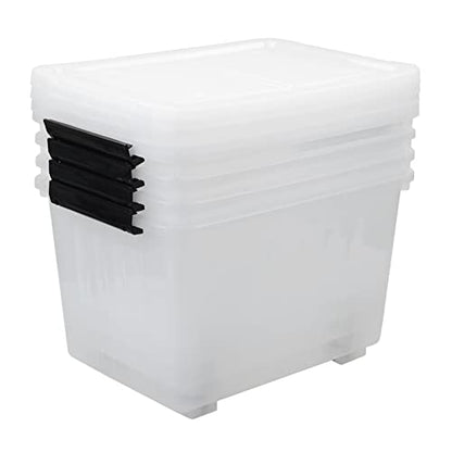 4-Pack Clear Large Plastic Storage Box with Wheels, 70 L - size: 70 L