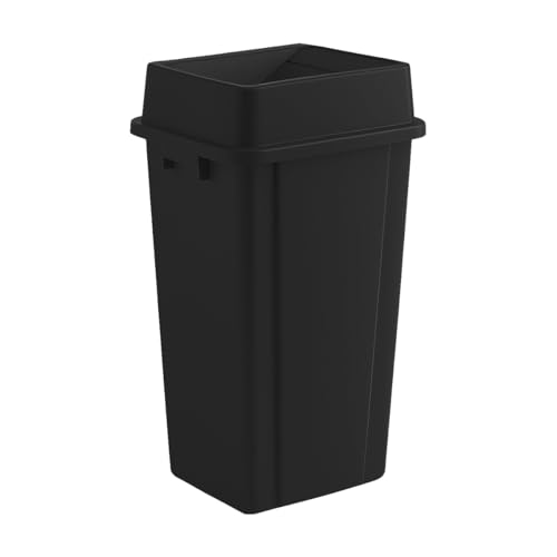 Black, 23 Gallon Square Commercial Trash Can with Swing Lid, Heavy-Duty Garbage Can, Industrial Trash Bin for Restaurants/Warehouse/Commercial Facilities - color: Black, size: 23 Gallon with Lid