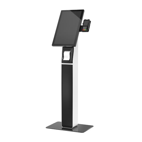 Self Service Kiosk VESA Floor Stand for 21.5/27-inch Displays All Metal, with Printer storage and card reader bracket BSF-2205