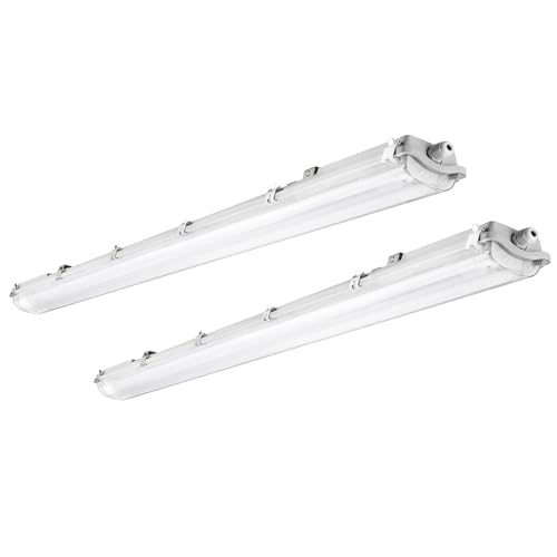 4Ft LED Vapor Tight Light Fixtures, 48W, 4200LM, 6500K Bright White, Clear Cover, IP65 Waterproof Vapor Proof Lights for Car Wash, Garage, Walk in Freezer, Indoor Outdoor Lighting, 2-Pack - size: 4Ft-2-Pack