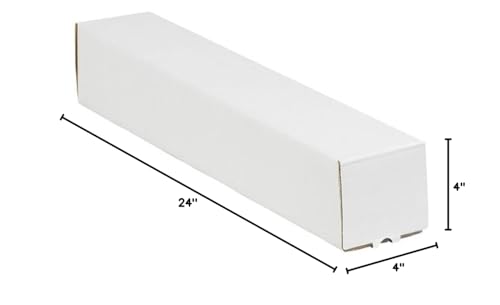 BOX USA Mailer Boxes Large 24"L x 4"W x 4"H 50-Pack - Corrugated Cardboard Box for Shipping, Moving, Mailing, Packing, Packaging and Storage