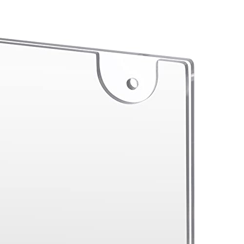PecMuikee Acrylic Sign Holder 8.5x11 Vertical, Wall Mount Acrylic Sign Holder and Plastic Paper Display Ad Frame bonus with 3M Tape and Mounting Screws for Restaurants, Office, Market, Library, Store, 2 Pcs