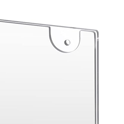 PecMuikee Acrylic Sign Holder 8.5x11 Vertical, Wall Mount Acrylic Sign Holder and Plastic Paper Display Ad Frame bonus with 3M Tape and Mounting Screws for Restaurants, Office, Market, Library, Store, 2 Pcs