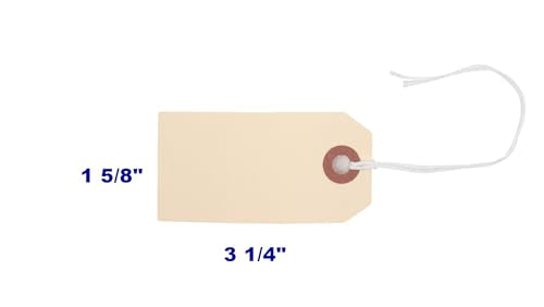 100 Tags 3 1/4" x 1 5/8" Size 2 Manila Inventory Shipping Hang Tag with String by Gitway (Size 2)
