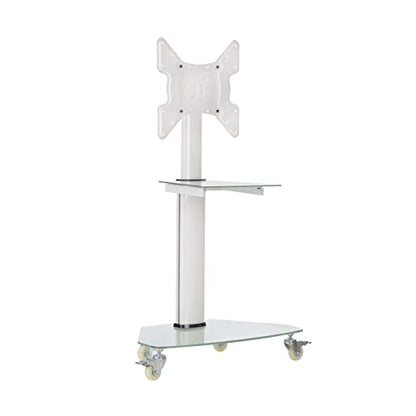 Tripp Lite Mobile Rolling TV Stand Cart with Mount for 32” – 55” Televisions, Elegant Frosted Glass Base and Shelf, Adjustable 50” – 62” Height, Durable White Steel, 5-Year Warranty (DMCS3255SG62W) - size: 32” – 55”, style: White Glass Base