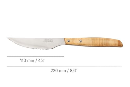 Arcos Table Knives - Steak Knife Table Knife - Blade Nitrum Stainless Steel 4" - Cut meat effortlessly thanks to its pearly edge - Powerful serrated blade - Handle Pack Wood Brown color