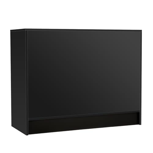 48”W * 20”D * 38”H - Cash Wrap Wood Counter - Black Register Counter with 3 Heights Adjustable Shelf - color: Black, size: 4 FT