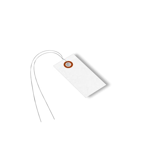 SmartSign (Pack of 1000) 2.75 x 1.375 inch “White” Blank Tyvek Shipping Tags with Wire, Size #1, 8 mil Thick Tyvek - color: White - Metal Wires, size: 2 3/4" x 1 3/8" - 1000 Tags
