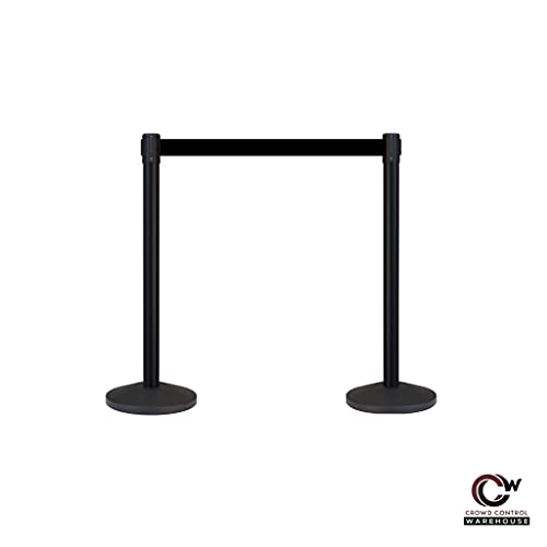 Crowd Control Warehouse RBB-100 Retractable Belt Stanchion Barriers, 2 Pack - color: Blue and White Diagonal, size: 7.5 Foot