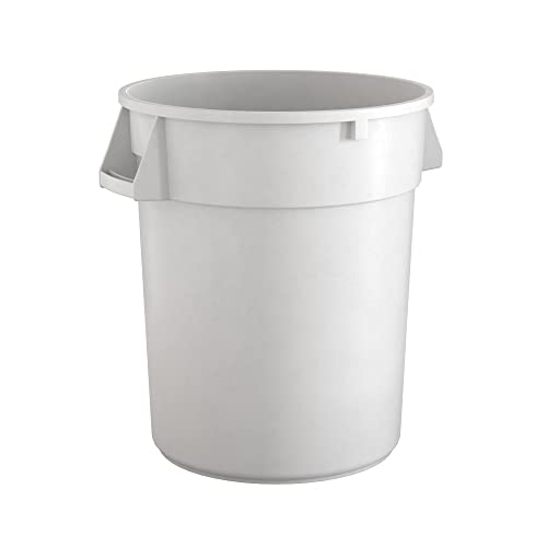 32 Gallon White Round Commercial Trash Can, Heavy-Duty Food Grade NSF Certified, Perfect for Restaurant, Office, School, Garage, Backyard, Workshop, Warehouse - color: White, size: 32 Gallon, style: Trash Can