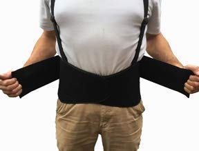 Alpha Medical Adjustable Lifting Back Brace with Suspenders for Men & Women – Industrial Lower Back Belt - Lumbar Protection from Construction, Moving, Warehouse Jobs, Heavy Lifting Safety (Medium) - size: Medium