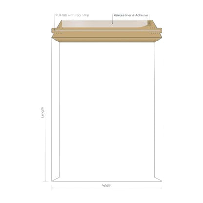 25 Pack 12.5x9.5 White Rigid Stay Flats Self-Seal Cardboard Envelope Mailers 12.5"x9.5"