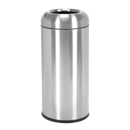 16 Gallon Large Trash Can with Detachable Lid Indoor Use Stainless Steel Garbage Can Wear Resist Commercial Big Garbage Bin for Office Bedroom Restaurant