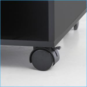 FITUEYES Mobile Printer Stand with Storage, Wood Small Printer Table, Black - color: Black