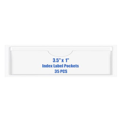 Origin-Joy 35 PCS Self Adhesive Index Card Pockets with Top Open, Clear Plastic Label Holder for Cards of Note, Library and Business, Adhesive Label Pockets & Card Holder (3.5 x 1 inch) - size: 3.5 x 1 inch, style: Horizontal