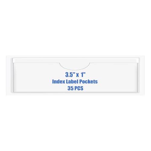 Origin-Joy 35 PCS Self Adhesive Index Card Pockets with Top Open, Clear Plastic Label Holder for Cards of Note, Library and Business, Adhesive Label Pockets & Card Holder (3.5 x 1 inch) - size: 3.5 x 1 inch, style: Horizontal