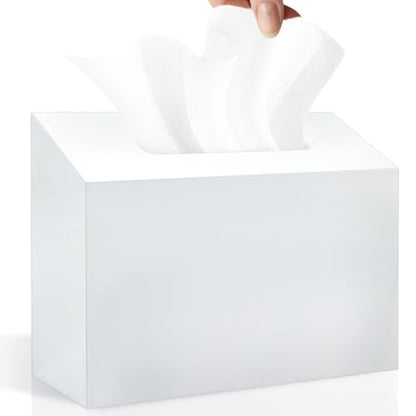 Acrylic Hand Towel Box Cover Holder for Kleenex, Disposable Paper Hand Towels Holder, Bottom Pull-Out & Wall-Mounted, Paper Towel Dispenser Suitable for Home, Office, Bathroom (Glossy White) - color: White