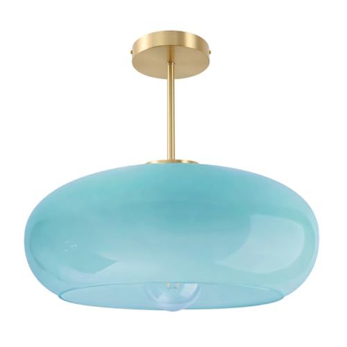 Blue Semi Mount Ceiling Light Fixtures Hallway 15.7″Round Dome Shade - color: 15.7″-Blue