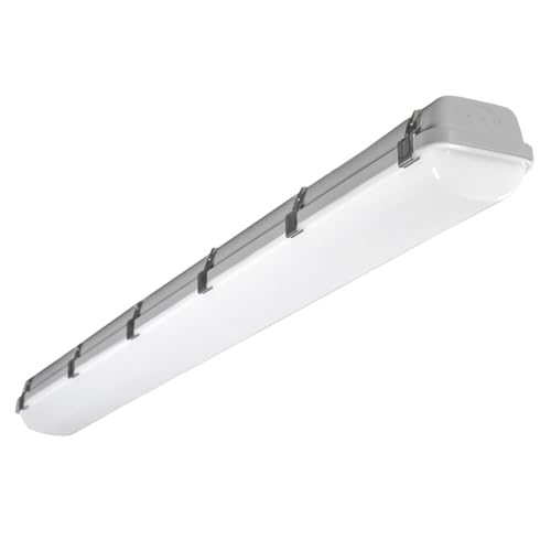 4 ft. Vapor Tight LED Light 120-277V, Adjustable 3250-6500 Lumens, 3 CCT-3500K 4000K 5000K Dimmable, IP65 Durable Industrial Lighting for Garages, Workshops, Commercial