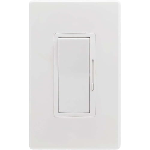 Sunlite LED Wall Rocker Style, Slide Bar Triac Dimmer Switch, Screwless Wall Plates Included, Single Pole or 3-Way Switching, 120 Volts, 200W Max for LED, 600W Max for Incandescent, White, 1 Pack - color: 1 Pack