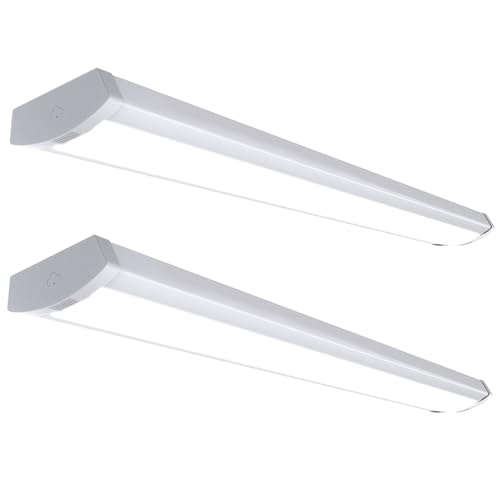 HYPERLITE 60W/50W/40W LED Wraparound Light Fixture, Linkable 4ft Led Wrap Light AC120V, 5000K Wrap Around Light, 4400LM/5500LM/6600LM LED Office Lights for Garage Closet Laundry Room, ETL Listed,2P - size: 2 PACK-5000K