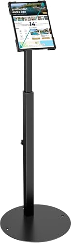 Anti-Theft iPad Kiosk Stand, Adjustable Tablet Floor Stand for POS Checkout - color: Black