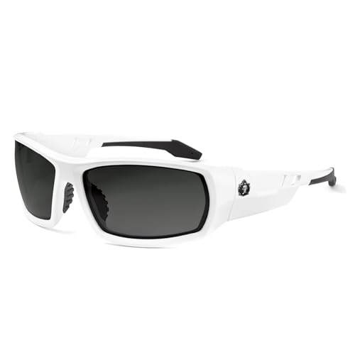 Ergodyne Skullerz ODIN Safety Glasses Sunglasses, Impact Resistant Z87.1+ - color: White Frame, Smoke Lens