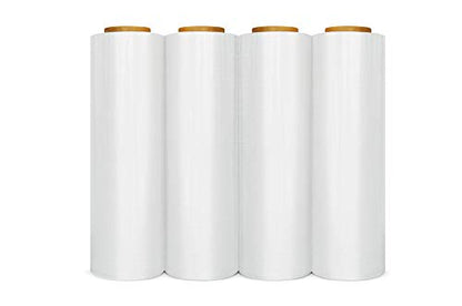 APQ 4 Rolls of Blown Hand Stretch Film 18" x 2000'. Clear Hand Stretch Wrap, 60 Gauge. Tear Resistant Residue Free Film for Moving, Shipping, Wrapping. Industrial Grade Pallet Shrink Wrap Film. - size: 18" x 2000'