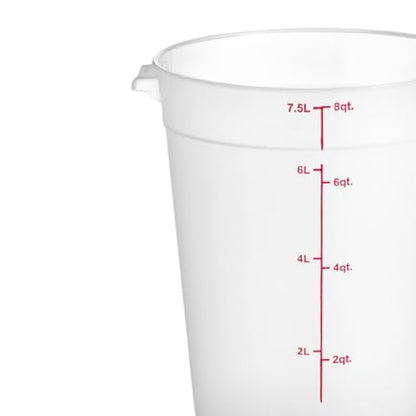 TrueCraftware- 8 Quart Round Food Storage Container Translucent Polypropylene- Commercial Reusable Food Container Canister with Measurement Markings for Meal Prep Pantry Kitchen - color: 8 Quart
