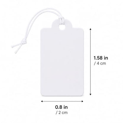 Shappy 300 Pcs White Price Tag with Elastic String 0.8''x1.58'' Jewelry Tag