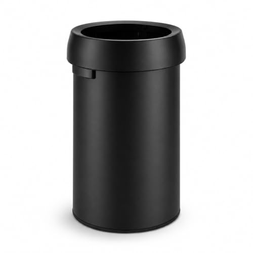 Home Zone Living 16 Gallon Commercial Trash Can with Removable Open Top Lid - color: Matte Black, size: Round
