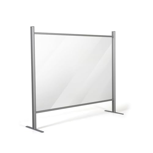 M&T Displays 39.37x39.37 Inch Clear Countertop Cough Barrier Sneeze Guard Desk Divider with Aluminum Bars, Protective Separation Screen Window for Cashiers Workers Employers Customers