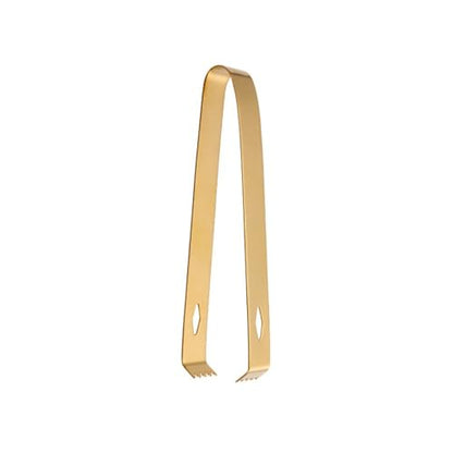 Stainless Steel Ice Tong, 6.3" x 0.8" Mini Sugar Tongs for Bar Ice Bucket, Delicate Metal Serving Tongs for Restaurant, Easy Grip Square Head Kitchen Gadgets(Gold)