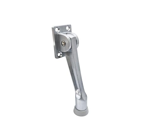 QCAA Heavy Duty Kickdown Door Stopper, 5", Zinc Die Cast, Satin Chrome, 1 Pack, Made in Taiwan - color: Satin Chrome(5"), size: 1 Pack