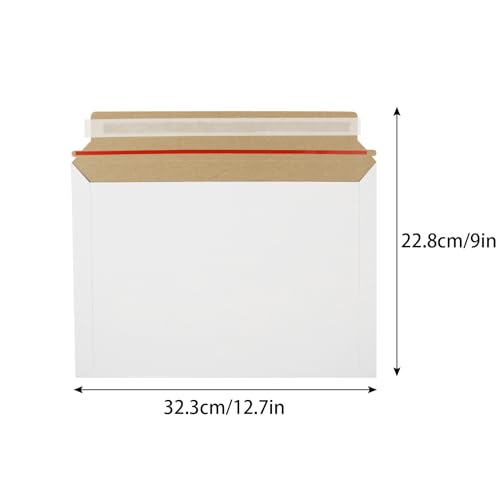 QTLCOHD 100Pcs 9 x 12 Inch Rigid Mailers Stay Flat Photo Document Mailer Self Seal Cardboard Envelops Mailers White Paper Mailer for CD, Photo, Picture, Letter - size: 9x12