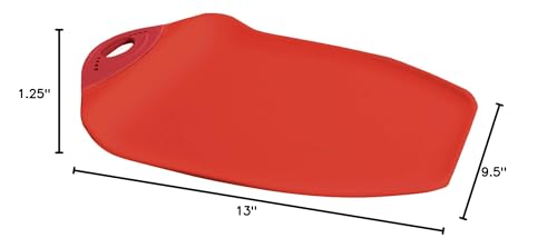 Dexas Chop & Scoop Cutting Board, 9.5 x 13 Inch, Solid Red, BPA-Free Dishwasher Safe Kitchen Prep Board with Handle - color: Red, size: 13"L x 9.5"W