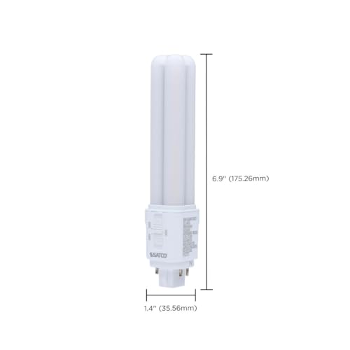 Satco LED PL Lamp 9.5W Replaces 18W/26W/32W CFL 3000K/3500K/4000K CCT Selectable G24q 4-Pin Base Dimmable S29856