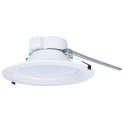Satco S21603 35W Integrated LED 10 Inch Commercial Downlight Retrofit, Recessed Mount, 2700K-5000K CCT Selectable, 4200 Lumens, White Finish, 120-277V, Energy Star, JA8