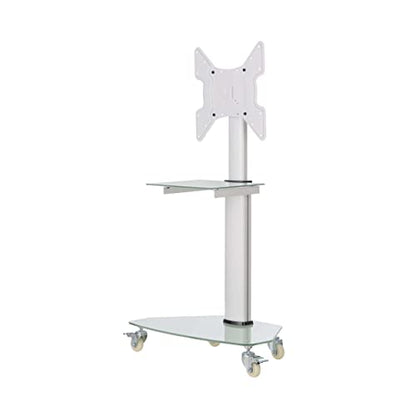 Tripp Lite Mobile Rolling TV Stand Cart with Mount for 32” – 55” Televisions, Elegant Frosted Glass Base and Shelf, Adjustable 50” – 62” Height, Durable White Steel, 5-Year Warranty (DMCS3255SG62W) - size: 32” – 55”, style: White Glass Base