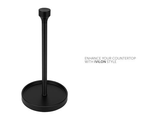 Ivilon Countertop Paper Towel Holder - Modern Bell End Minimalist Design - Fits All Paper Towel Roll Sizes - Color Black - color: Black