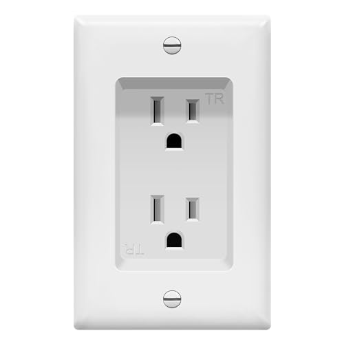 TOPGREENER Recessed Duplex Receptacle Outlet, Tamper-Resistant - color: White, size: Recessed Outlet 1 Pack