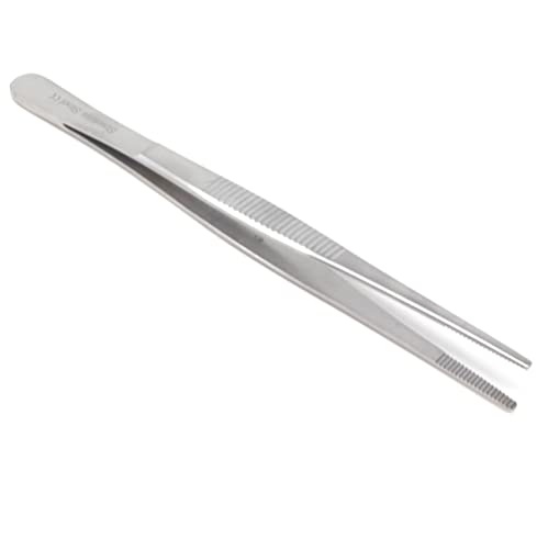 Professional Culinary Stainless Steel Precision Tongs with Serrated Tips, Plating/Food Presentation Detailing Serving Tongs, Chef's Kitchen Tweezer Tongs - Ultra Non-Slip Grip (8 Inch) - size: 8" Straight